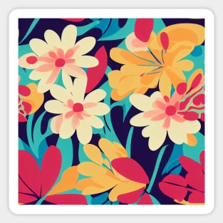 Bright Floral Vintage 1970s Pattern Sticker